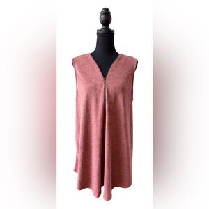 Vision USA: Brushed Rust Quarter Zip Sleeveless Dress with Criss Cross Back